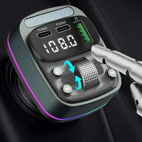 Techsuit FM Transmitter Αυτοκινήτου με Bluetooth / Θύρες 1Χ USB-A & 2Χ USB-C PD Μαύρο
