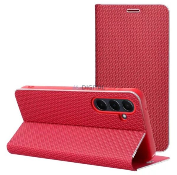 Tel1 Xiaomi Redmi Note 14 5G Luna Carbon Θήκη Βιβλίο - Red Tel1 Xiaomi Redmi Note 14 5G Luna Carbon Θήκη Βιβλίο - Red