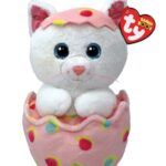 TY Beanie Boos Giggles Χνουδωτή Γατούλα Σε Αυγό Λευκό & Ροζ 15εκ.