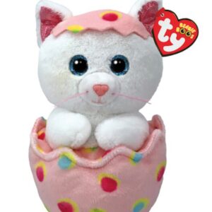 TY Beanie Boos Giggles Χνουδωτή Γατούλα Σε Αυγό Λευκό & Ροζ 15εκ.