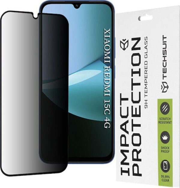 Xiaomi Redmi 15C / Poco C85 Προστασία Οθόνης Φιμέ Techsuit 111D Privacy Full Face Tempered Glass