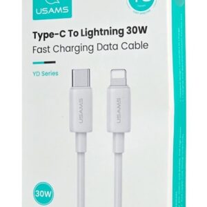 USAMS Καλώδιο USB-C to Lightning 30W 1m Λευκό (US-SJ712)
