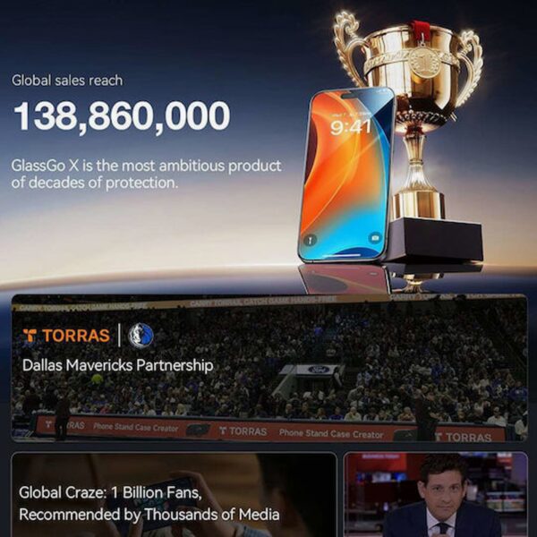 iPhone 17 Pro Max Προστασία Οθόνης με Μαύρο Περίγραμμα Torras Full Face Tempered Glass