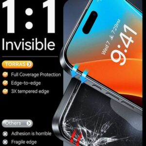 iPhone 17 Pro Max Προστασία Οθόνης με Μαύρο Περίγραμμα Torras Full Face Tempered Glass