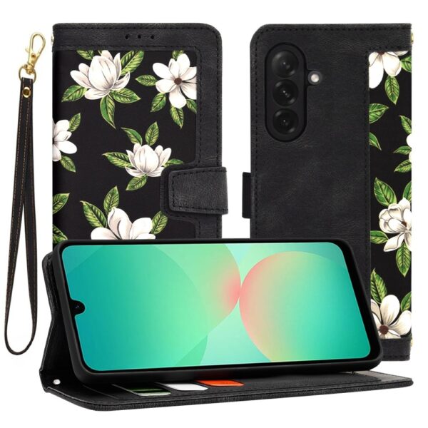 Techsuit Samsung Galaxy A26 5G / A17 FlipCraft Flowers Θήκη Βιβλίο - Black
