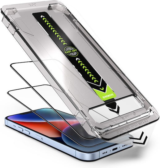 iPhone 13 / 13 Pro / 14 / 16e 2 Pack Προστασία Οθόνης Με Μαύρο Περίγραμμα Techsuit Titanglass Full Face Tempered Glass