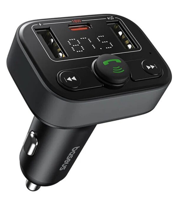 Baseus FM Transmitter Αυτοκινήτου με Bluetooth, 2 Θύρες USB-A κ 1 Θύρα USB-C - Black Baseus FM Transmitter Αυτοκινήτου με Bluetooth, 2 Θύρες USB-A κ 1 Θύρα USB-C - Black
