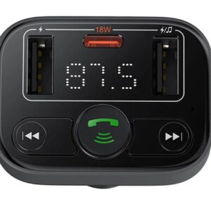 Baseus FM Transmitter Αυτοκινήτου με Bluetooth, 2 Θύρες USB-A κ 1 Θύρα USB-C - Black