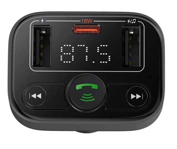 Baseus FM Transmitter Αυτοκινήτου με Bluetooth, 2 Θύρες USB-A κ 1 Θύρα USB-C - Black