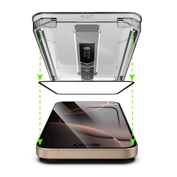 iPhone 16 / 15 Προστασία Οθόνης με Μαύρο Περίγραμμα Techsuit Titanglass Full Face Tempered Glass