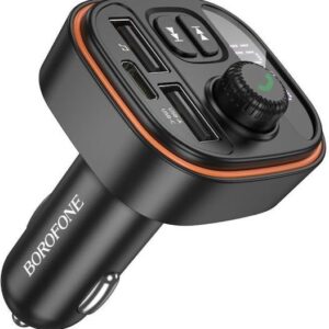 Borofone FM Transmitter Αυτοκινήτου με Bluetooth / Θύρες 2Χ USB-A & 1Χ USB-C 15W Μαύρο