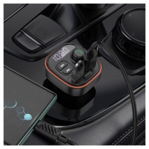 Borofone FM Transmitter Αυτοκινήτου με Bluetooth / Θύρες 2Χ USB-A & 1Χ USB-C 15W Μαύρο