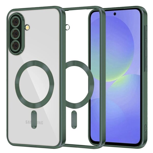 Techsuit Samsung Galaxy A36 5G / A56 5G MagSafe Luxury Crystal Θήκη με Πλαίσιο Σιλικόνης Διάφανη - Deep Green