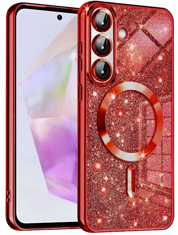 Techsuit Samsung A36 / A56 MagSafe Luxury Glitter Θήκη με Πλαίσιο Σιλικόνης Διάφανη - Red