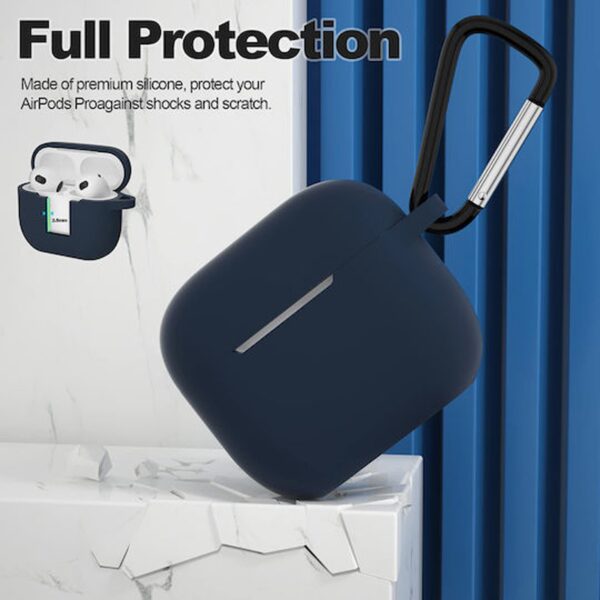 AirPods 3 Θήκη Σιλικόνης με Γάντζο Techsuit Smooth Ultrathin Protective Silicone Case with Hook Navy Blue