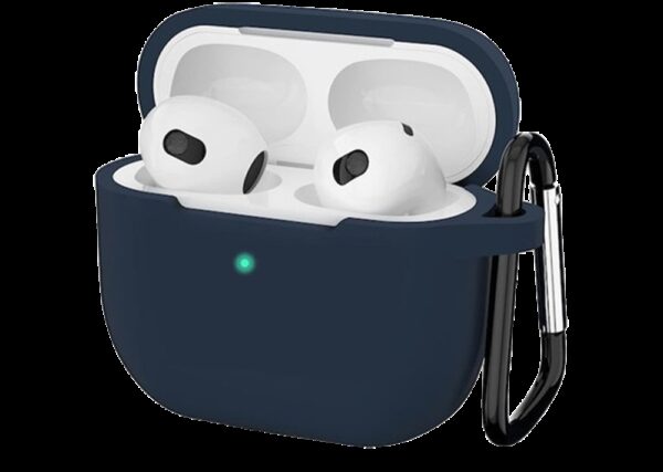 AirPods 3 Θήκη Σιλικόνης με Γάντζο Techsuit Smooth Ultrathin Protective Silicone Case with Hook Navy Blue