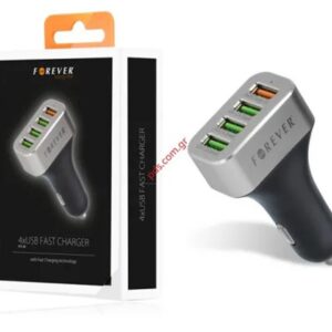 Forever Φορτιστής Αυτοκινήτου με 4 Θύρες USB-A 30W Μαύρος
