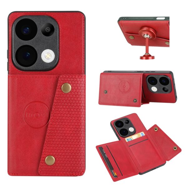 ENKAY Xiaomi Redmi 15C 4G / Poco C85 Double Buckle Card Slots Magnetic Θήκη Σιλικόνης - Red