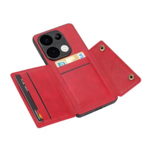 ENKAY Xiaomi Redmi 15C 4G / Poco C85 Double Buckle Card Slots Magnetic Θήκη Σιλικόνης - Red