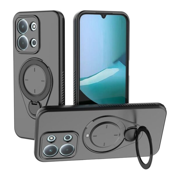 ENKAY Xiaomi Redmi 15C 4G / Poco C85 Ring Shield MagSafe with 360 Degree Rotating Holder Θήκη Σιλικόνης - Black