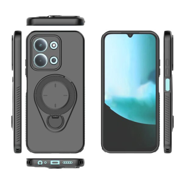 ENKAY Xiaomi Redmi 15C 4G / Poco C85 Ring Shield MagSafe with 360 Degree Rotating Holder Θήκη Σιλικόνης - Black