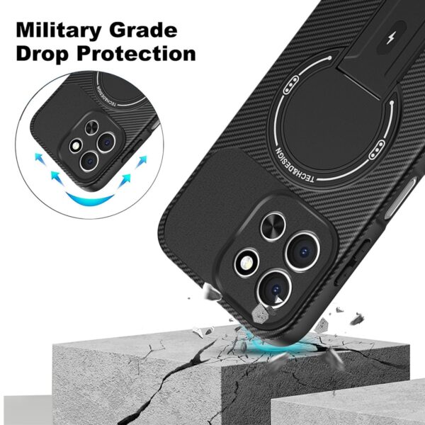 ENKAY Xiaomi Redmi 15C 4G / Poco C85 Carbon Fiber MagSafe with Holder Θήκη Σιλικόνης - Brown