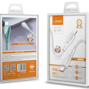 LDNIO Καλώδιο USB-C to Lightning 30W 1m Λευκό (LC611i)
