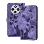 Pattern Xiaomi Redmi 14C 4G / Poco C75 Butterfly Cat Embossing Flip Θήκη Βιβλίο - Purple