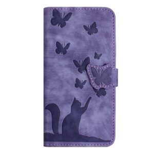 Pattern Xiaomi Redmi 14C 4G / Poco C75 Butterfly Cat Embossing Flip Θήκη Βιβλίο - Purple