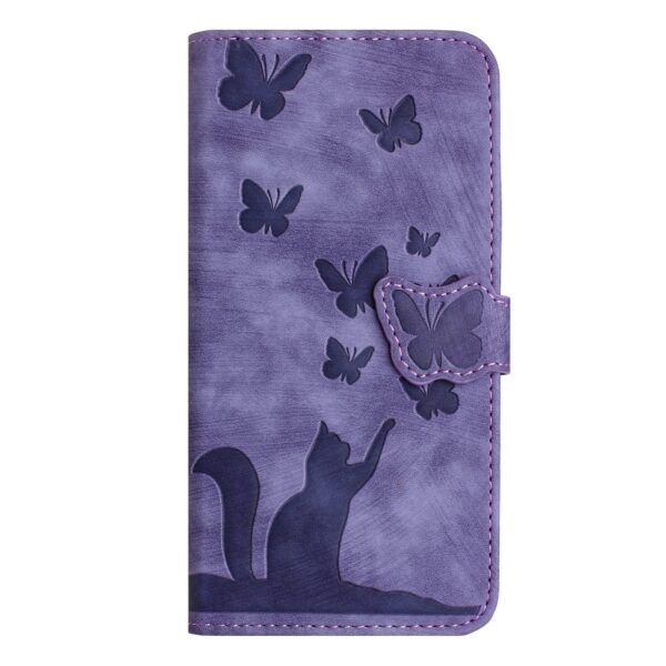 Pattern Xiaomi Redmi 14C 4G / Poco C75 Butterfly Cat Embossing Flip Θήκη Βιβλίο - Purple