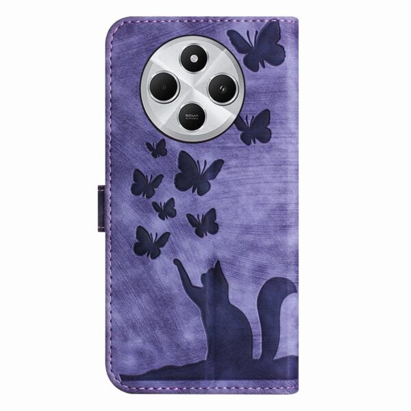 Pattern Xiaomi Redmi 14C 4G / Poco C75 Butterfly Cat Embossing Flip Θήκη Βιβλίο - Purple