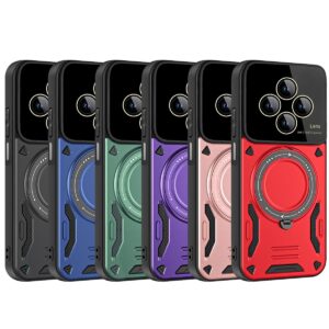 ENKAY Xiaomi Redmi 14C 4G / Poco C75 MagSafe Large Window Holder Θήκη Σιλικόνης - Red