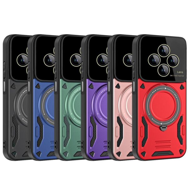 ENKAY Xiaomi Redmi 14C 4G / Poco C75 MagSafe Large Window Holder Θήκη Σιλικόνης - Red