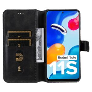 Calf Xiaomi Redmi Note 11 / Note 11S Classic Texture Flip Θήκη Βιβλίο - Black