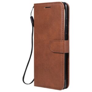 Solid Xiaomi Poco X3 NFC / Poco X3 Pro Color Horizontal Flip with Card Slots & Lanyard Θήκη Βιβλίο - Brown