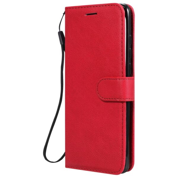 Solid Xiaomi Poco X3 NFC / Poco X3 Pro Color Horizontal Flip with Card Slots & Lanyard Θήκη Βιβλίο - Red