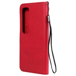 Solid Xiaomi Poco X3 NFC / Poco X3 Pro Color Horizontal Flip with Card Slots & Lanyard Θήκη Βιβλίο - Red