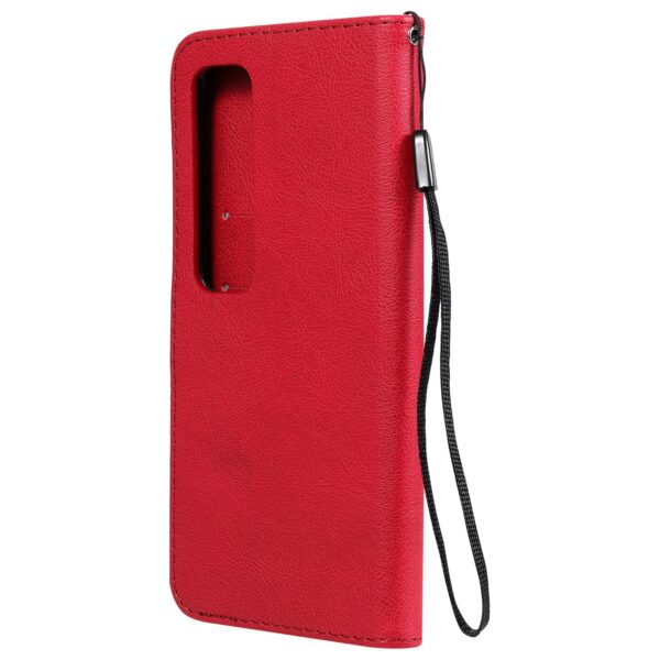 Solid Xiaomi Poco X3 NFC / Poco X3 Pro Color Horizontal Flip with Card Slots & Lanyard Θήκη Βιβλίο - Red