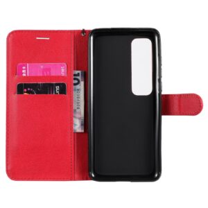Solid Xiaomi Poco X3 NFC / Poco X3 Pro Color Horizontal Flip with Card Slots & Lanyard Θήκη Βιβλίο - Red