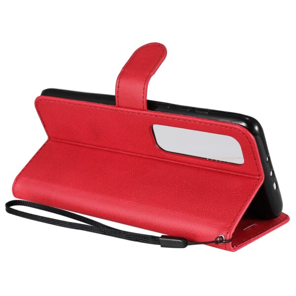 Solid Xiaomi Poco X3 NFC / Poco X3 Pro Color Horizontal Flip with Card Slots & Lanyard Θήκη Βιβλίο - Red