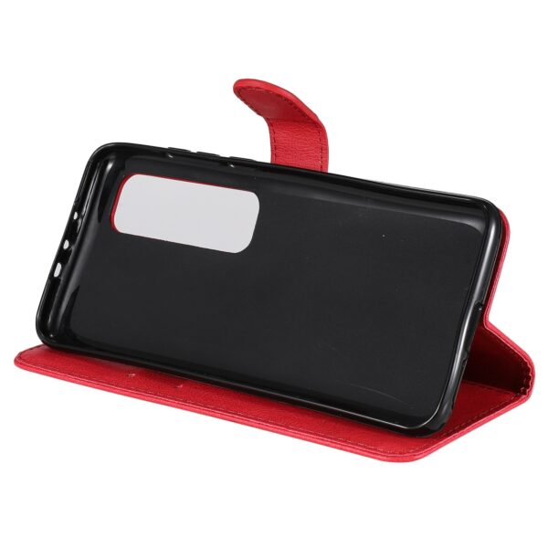 Solid Xiaomi Poco X3 NFC / Poco X3 Pro Color Horizontal Flip with Card Slots & Lanyard Θήκη Βιβλίο - Red