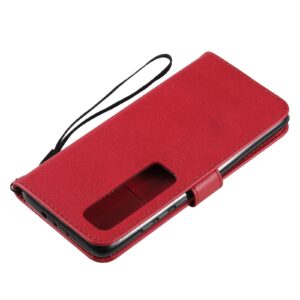Solid Xiaomi Poco X3 NFC / Poco X3 Pro Color Horizontal Flip with Card Slots & Lanyard Θήκη Βιβλίο - Red