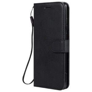 Solid Xiaomi Poco X3 NFC / Poco X3 Pro Color Horizontal Flip with Card Slots & Lanyard Θήκη Βιβλίο - Black