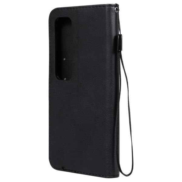 Solid Xiaomi Poco X3 NFC / Poco X3 Pro Color Horizontal Flip with Card Slots & Lanyard Θήκη Βιβλίο - Black