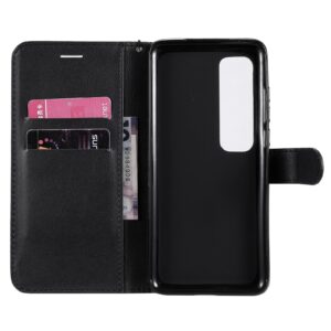 Solid Xiaomi Poco X3 NFC / Poco X3 Pro Color Horizontal Flip with Card Slots & Lanyard Θήκη Βιβλίο - Black