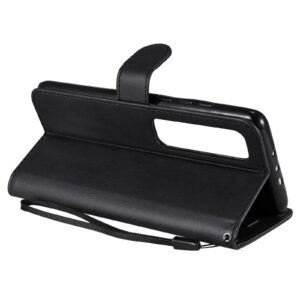 Solid Xiaomi Poco X3 NFC / Poco X3 Pro Color Horizontal Flip with Card Slots & Lanyard Θήκη Βιβλίο - Black