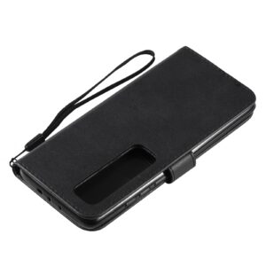 Solid Xiaomi Poco X3 NFC / Poco X3 Pro Color Horizontal Flip with Card Slots & Lanyard Θήκη Βιβλίο - Black