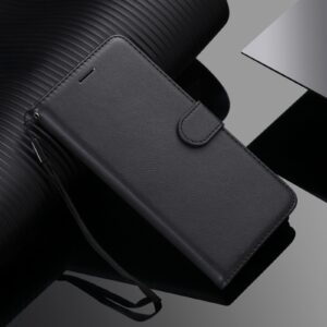Solid Xiaomi Poco X3 NFC / Poco X3 Pro Color Horizontal Flip with Card Slots & Lanyard Θήκη Βιβλίο - Black