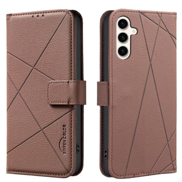 Binfen Color Samsung Galaxy A16 4G / A16 5G Geometric Pattern RFID Θήκη Βιβλίο - Brown