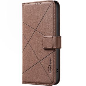 Binfen Color Xiaomi Redmi 14C 4G Geometric Pattern RFID Θήκη Βιβλίο - Brown